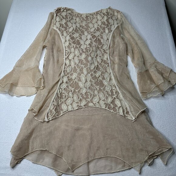 Scully Silk Womens Tunic Top Boho Flowy Sleeves Western Chic Beige Size Small - Picture 11 of 13